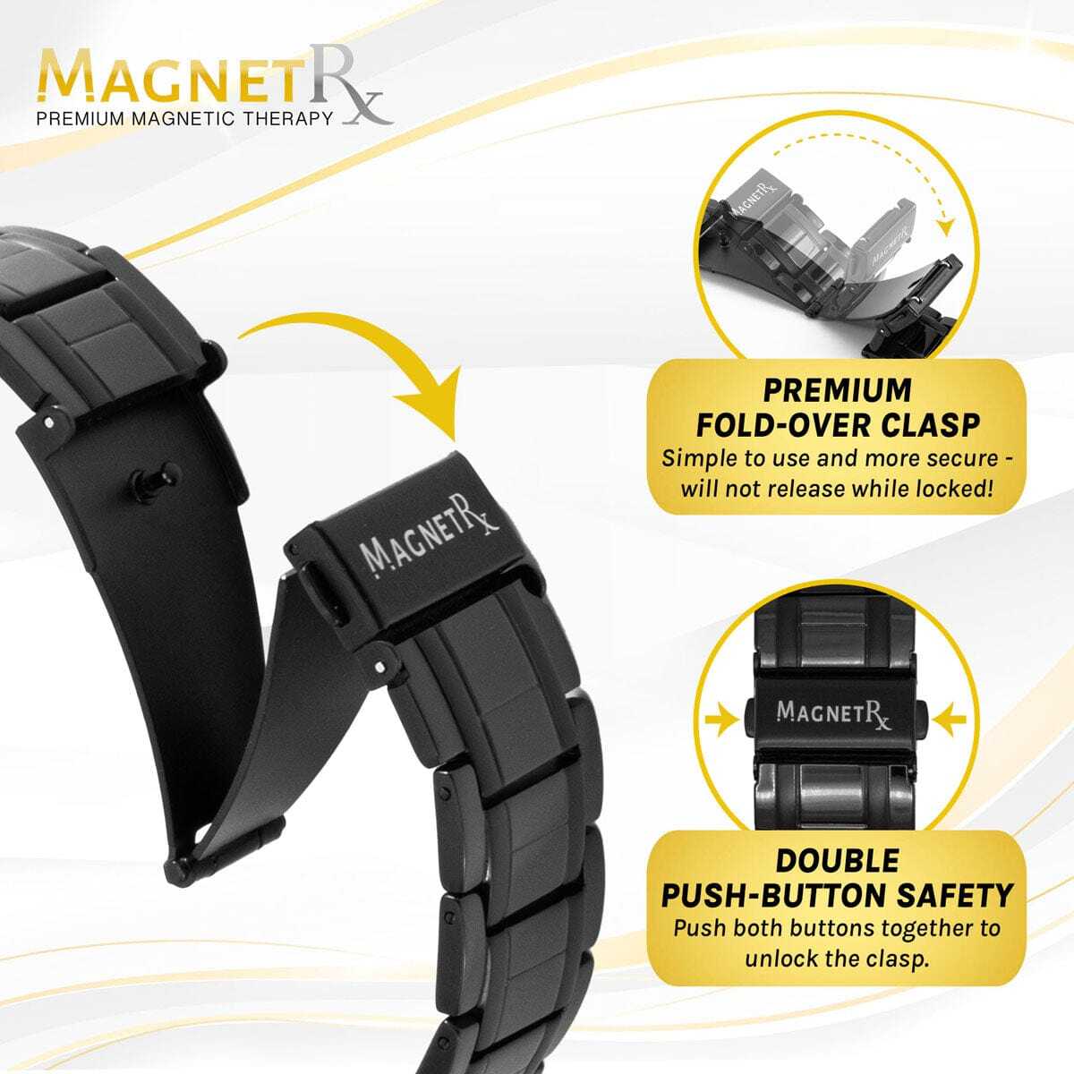 Pulseira magnética de titânio 3x Strength para homens (preto)