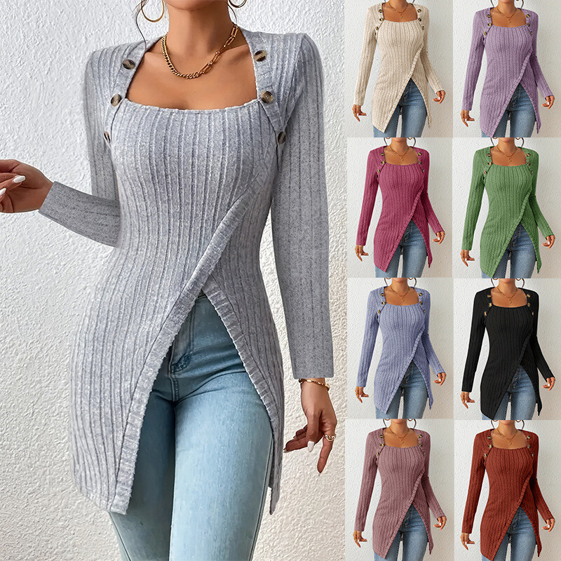 SUÉTER ZIP-UP COM DECOTE QUADRADO COM RANHURA NAS LATERAIS