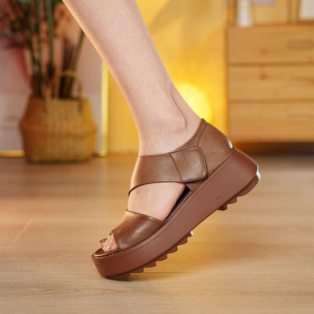 Sapatos ortopédicos de sola macia de couro puro