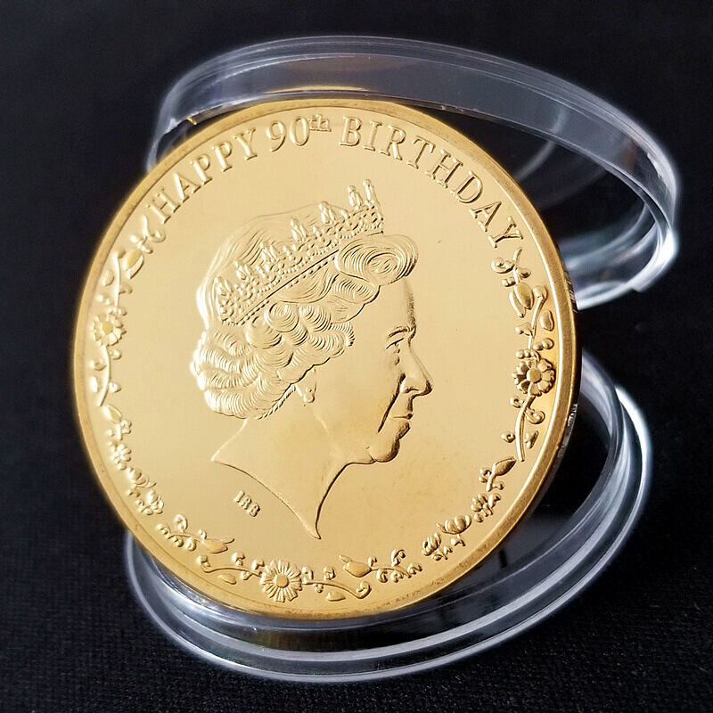 【🎉50% OFF】 Moeda comemorativa do 90º aniversário da Rainha 2016 e folha de bordo canadense (ouro 18K/prata 925)