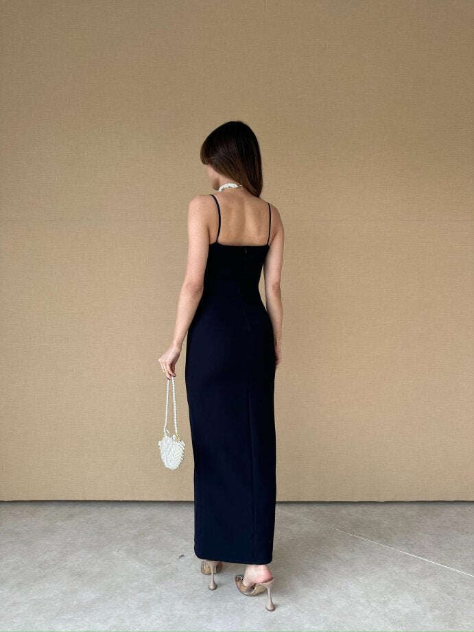 Vestido feminino slim sexy com fenda