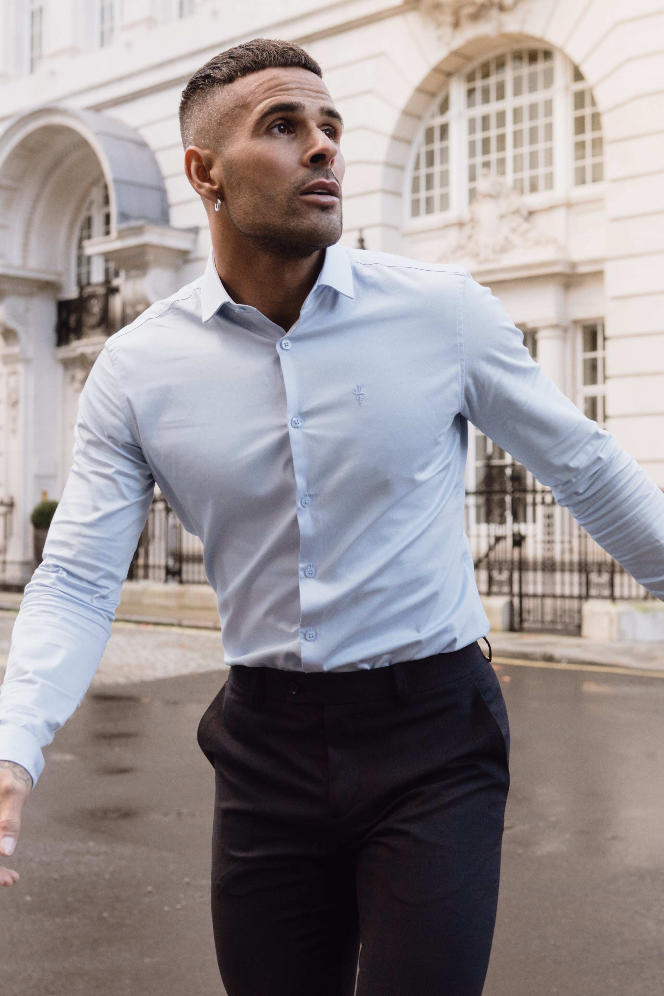 Slim Formal Navy / Tan Stretch Trousers - FST004