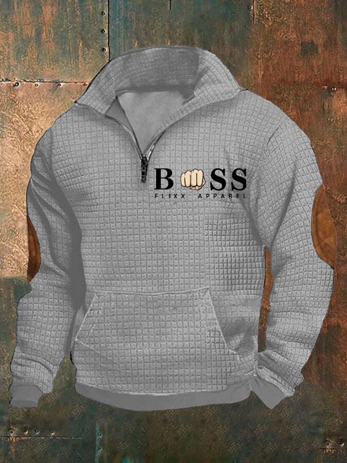 Sweatshirt de homem de tecido xadrez com gola retro com design de letras retro