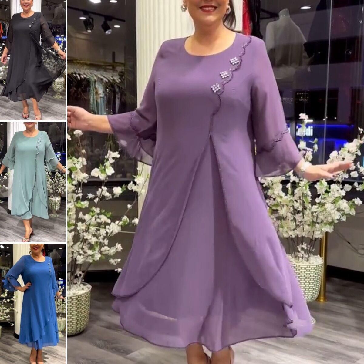 [S-5XL] ❤️2024 Novos vestidos de chiffon de alta qualidade