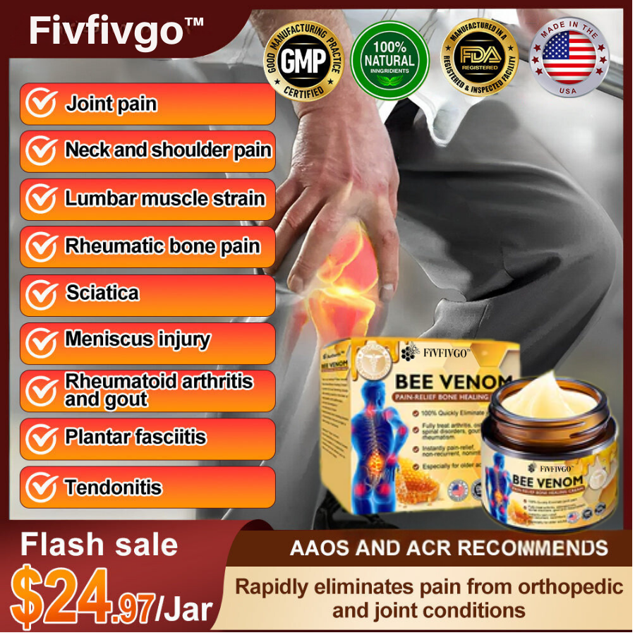 Fivfivgo™ Bee Venom Instant Ultra Strength Pain Relief Therapy Cream (Elimina a dor para artrite, dores musculares, nas costas, joelhos, costas, ombros, quadris, pulsos, mãos)