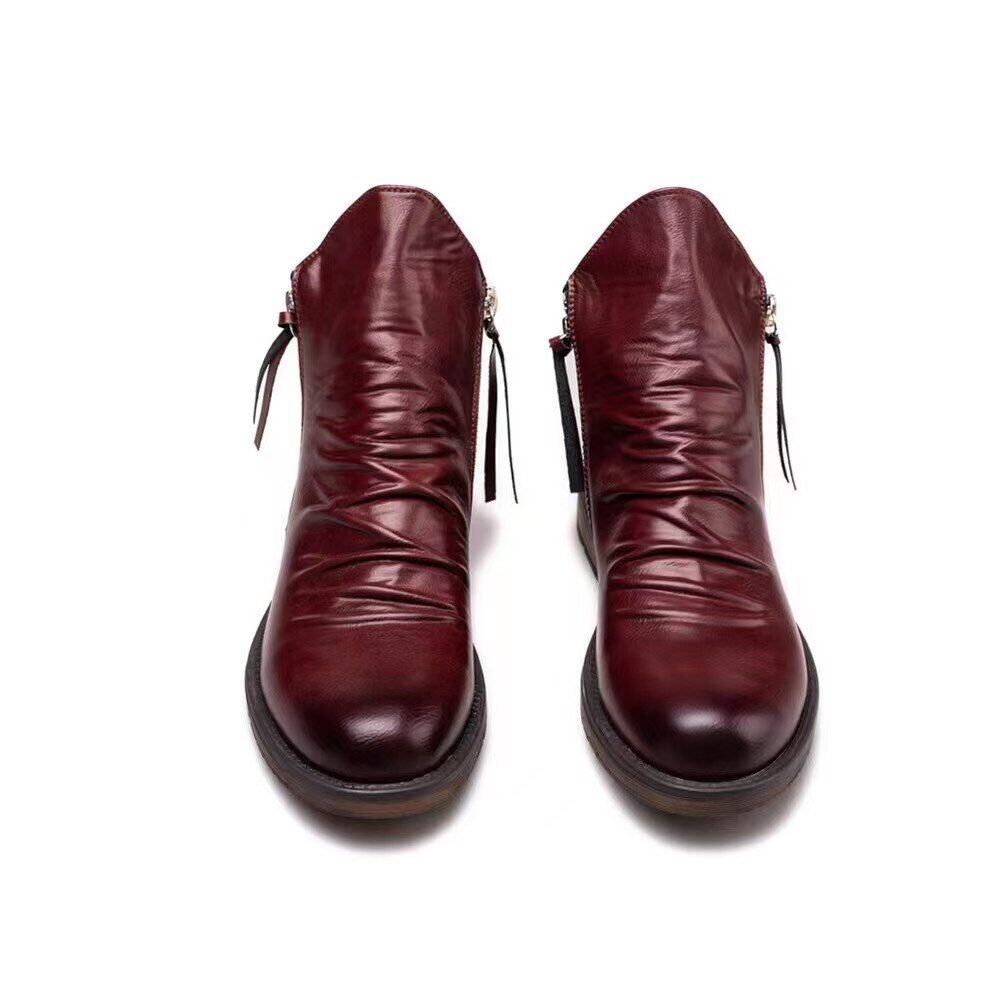 Novo Bota de couro com fecho de correr para homem | Oferta de metade do preço🔥