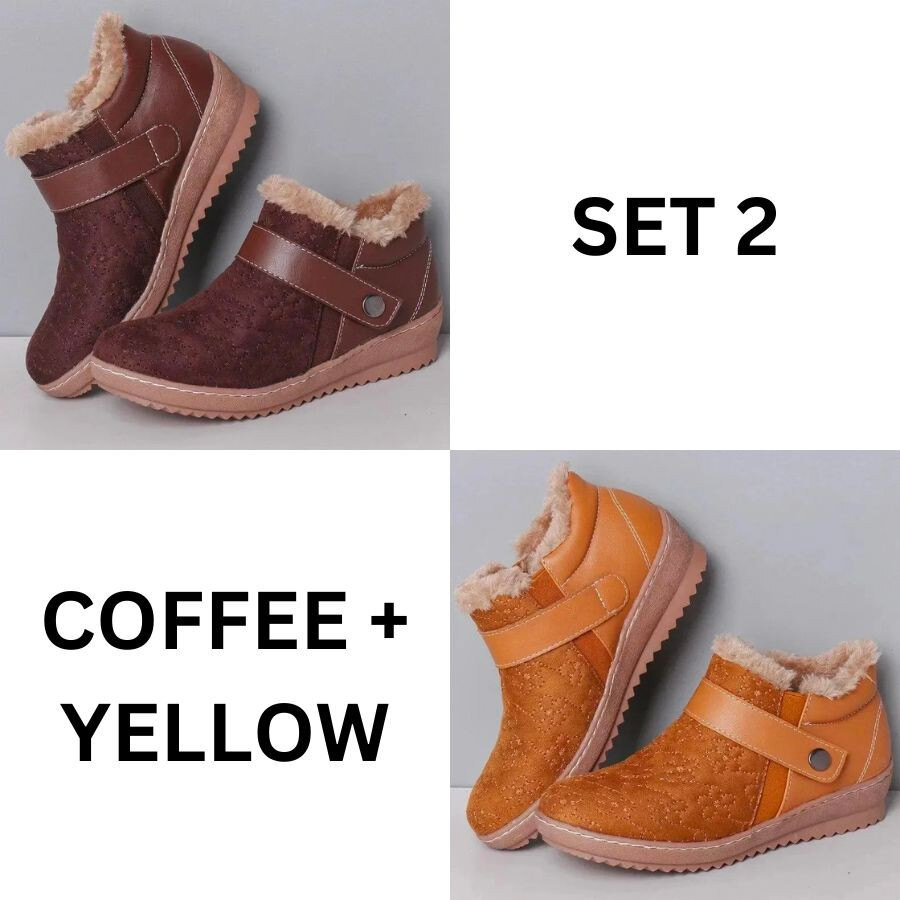 🔥Último dia com 49% de desconto - Novas botas de neve antiderrapantes de lã de cor combinando com a cabeça redonda de inverno