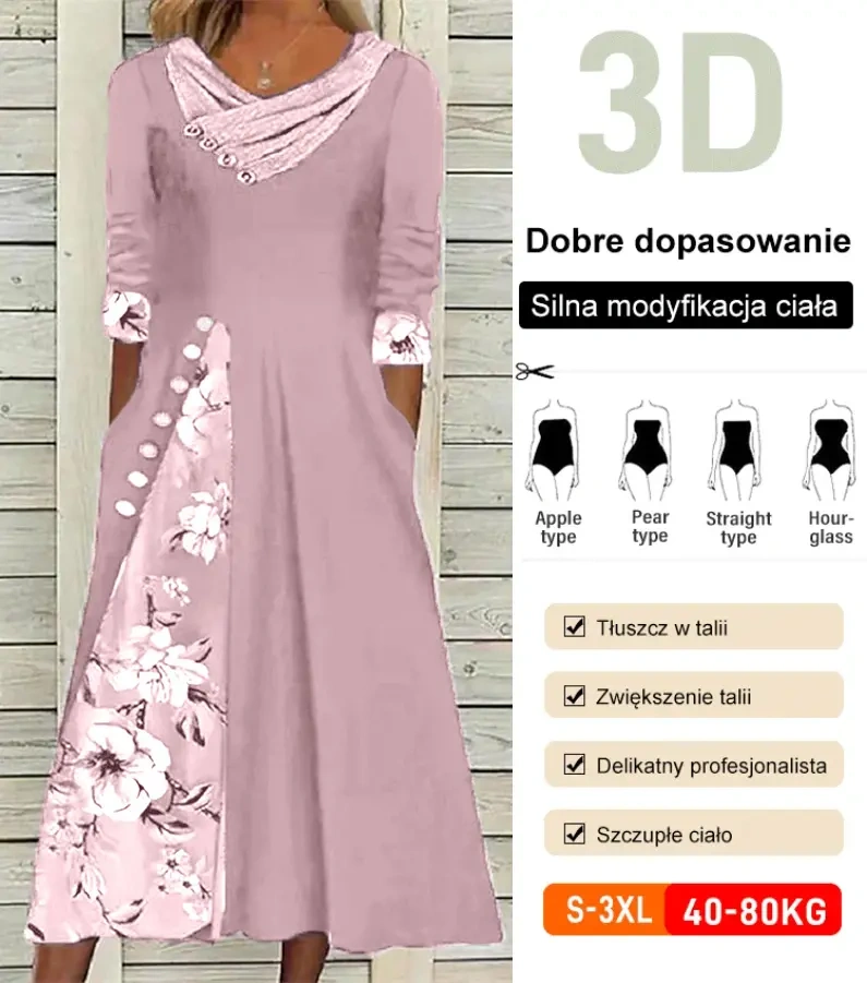 【S-3XL】2024 novo modelo e vestido com decote em v com bolso