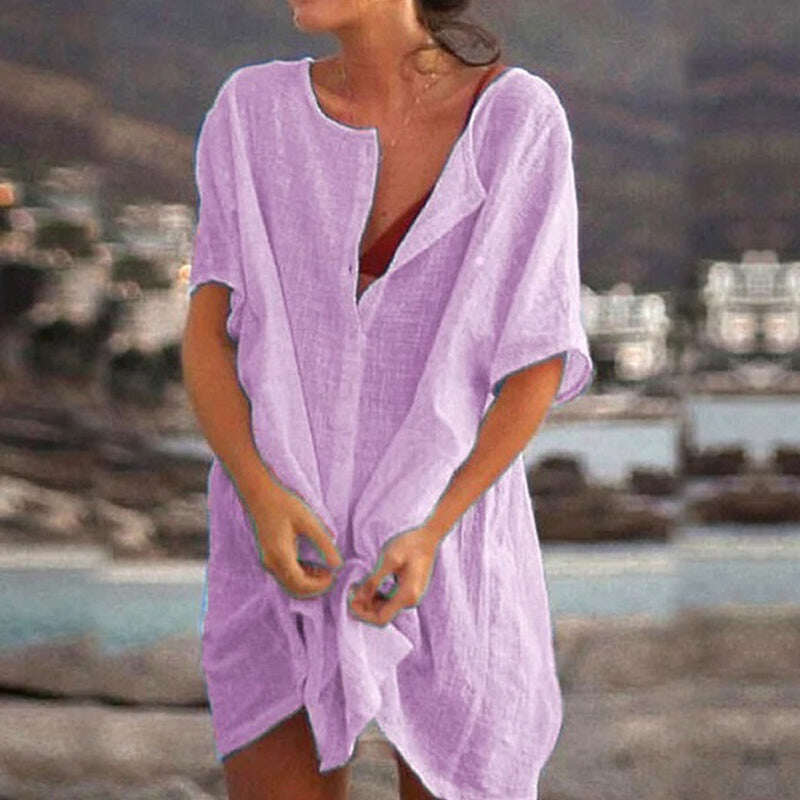 💁‍♀️ Venda quente 🔥 Camiseta feminina longa solta de algodão e linho (S-8XL)