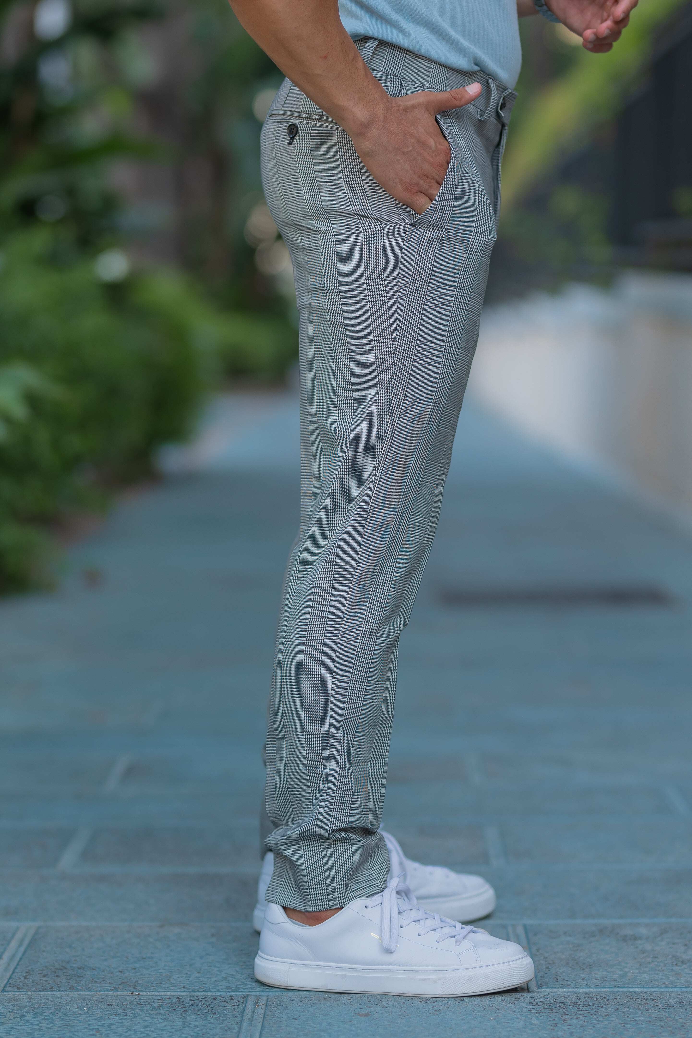 Father Sons Slim Formal Black / Ecru Prince of Wales Check Stretch Trousers - FSTR012