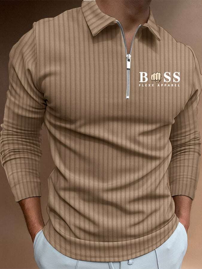 Pulôver com estampado de riscas e letras polo casual