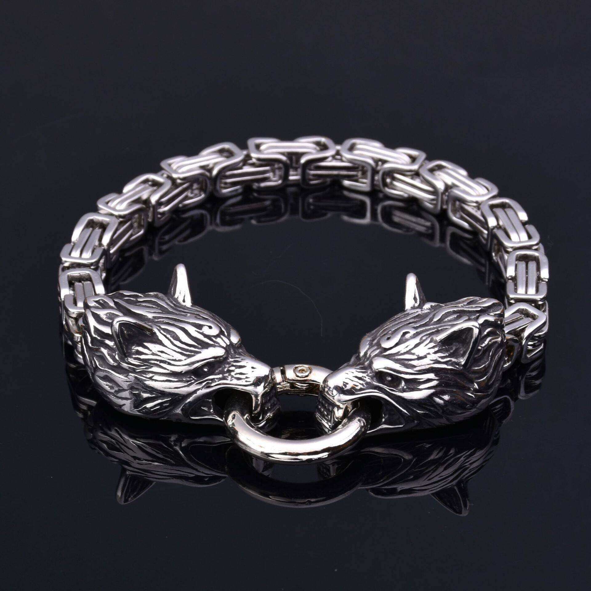 Nordycko® |. Colar de cabeça de lobo estilo viking nórdico com martelo