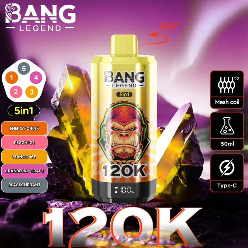 Bang Legend 120K Energy Drink & Peach Ice & Mango Ice & Cranberry Grape & Blackcurrant