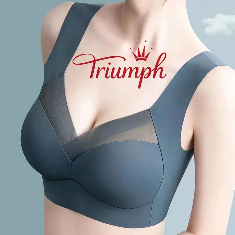 (3 peças) Triumph – Roupa íntima sexy sem costura de seda gelada sem push up [M-5XL]
