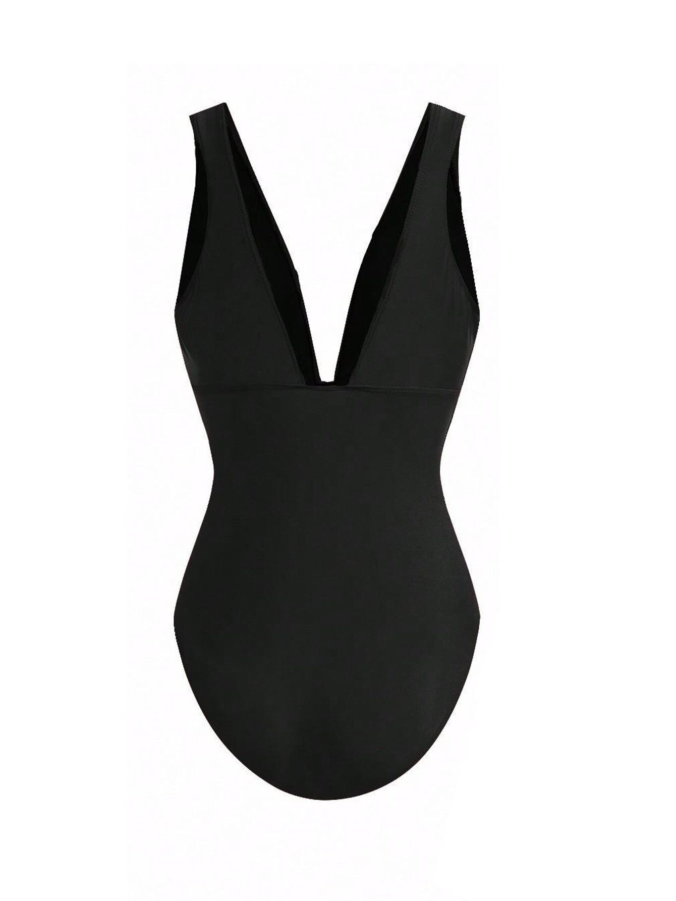 🎀 One-piece V-neck floral print beach swimsuit
