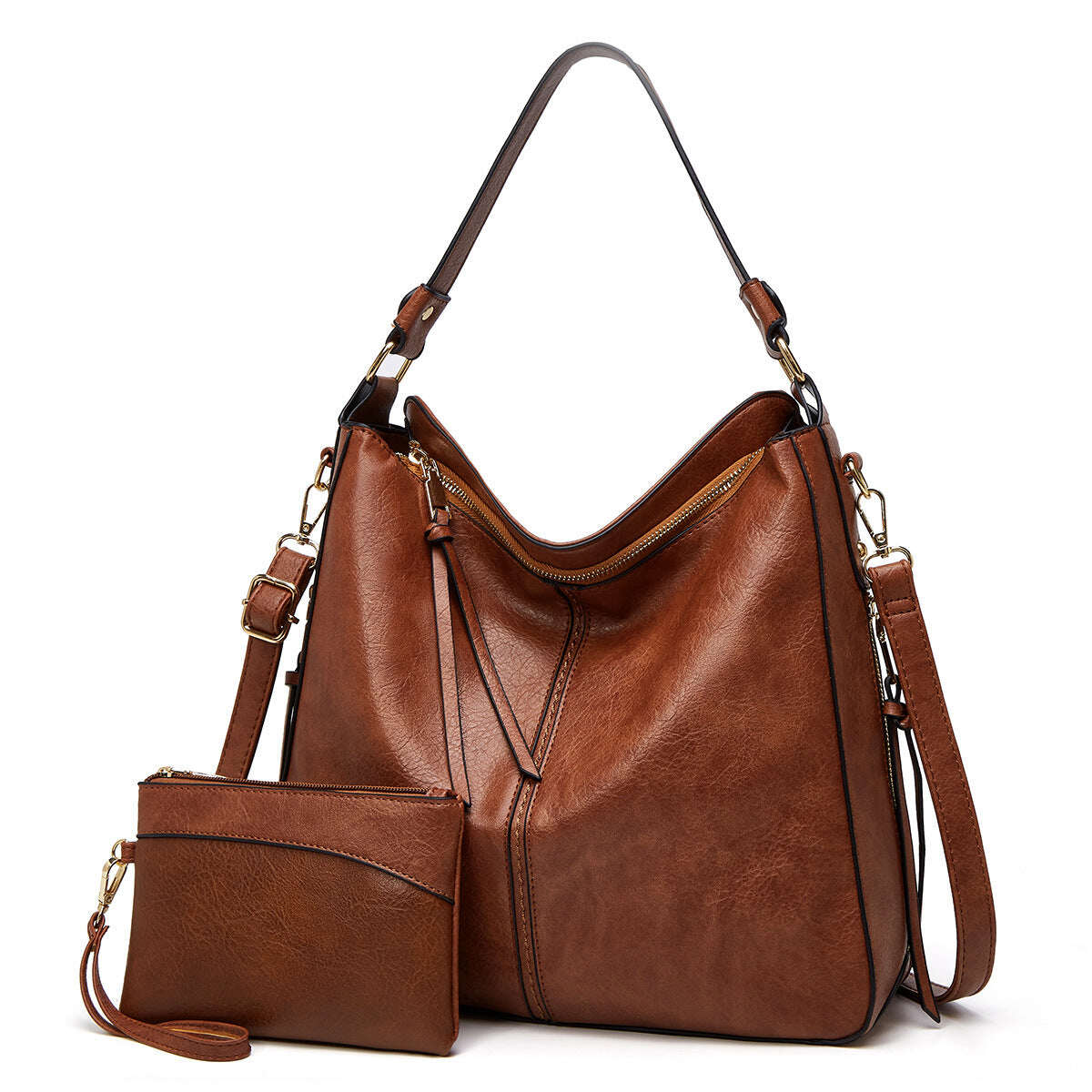 🔥Restam apenas 10 unidades🔥Bolsa tote antifurto de couro estilo Hobo de luxo + carteira