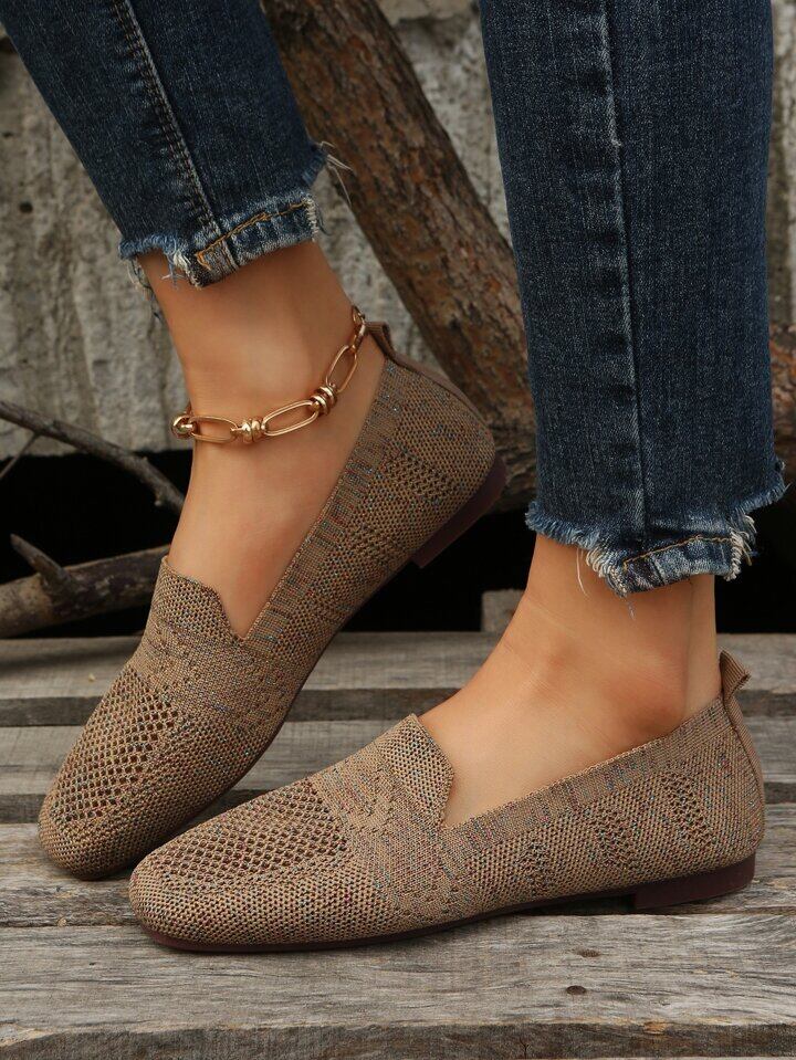 🔥Posledný deň ZĽAVA 49 % – Dámske priedušné mokasíny so štvorcovými špičkami, módne vonkajšie byty – pri kúpe 2 poštovné zdarma