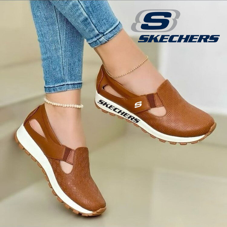 Nowe buty damskie Skechers 2025, wygodne, zapinane na rzep, odpowiednie do noszenia wiosną i latem.