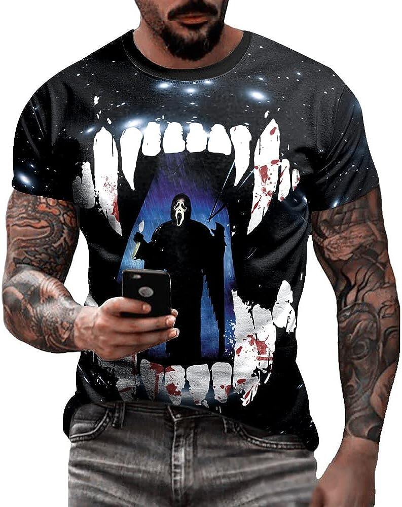 Men's 3D Print Skull T-Shirt 3D Creative Print Short Sleeve T-Shirt Casual Round Neck Novelty Street Fashion Tees Shirt