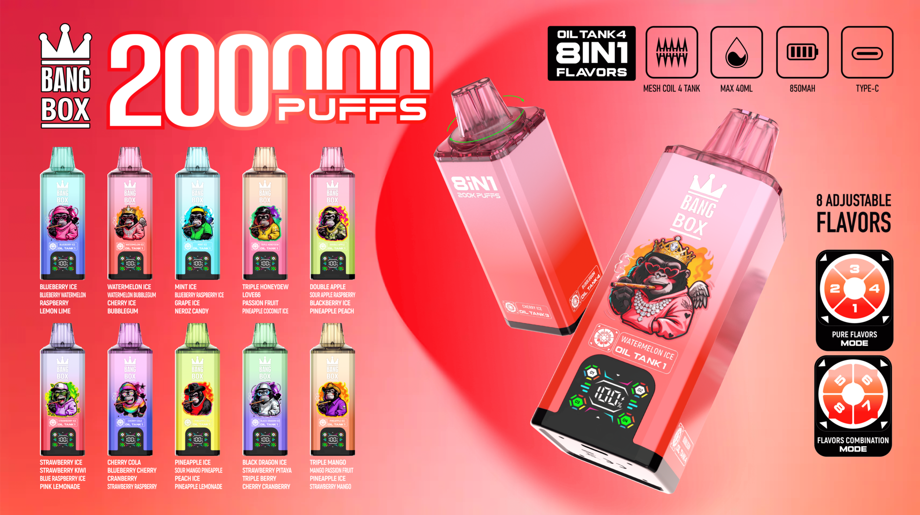 Bang Box 200000 PUFFS – Ultimate 8-in-1 Disposable Vape