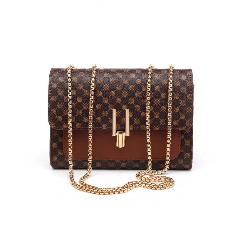 Polka Dot Print Shoulder Bag, Trendy Chain Crossbody Bag, Retro Square Handbag, Purse For Women