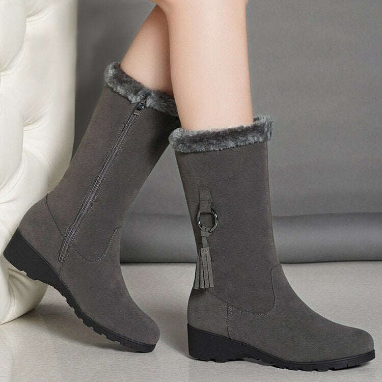 【🔥Novos produtos 2025】👢Botas femininas casuais térmicas de pelúcia sintética para neve