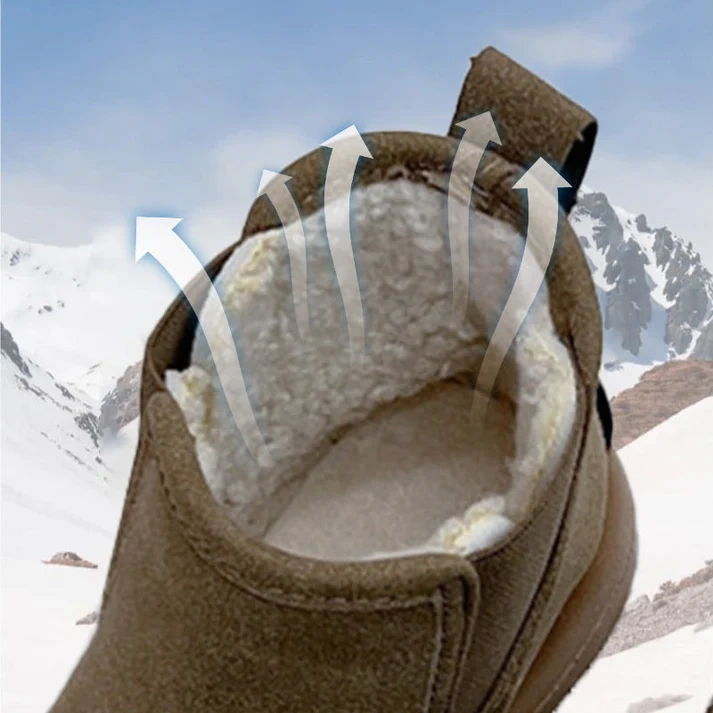 Botas femininas de neve quentes com forro de pelúcia e cano curto