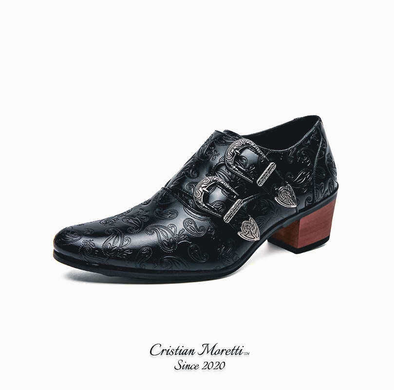 Sapatos de couro com fivela dupla Carlo ManciniTM
