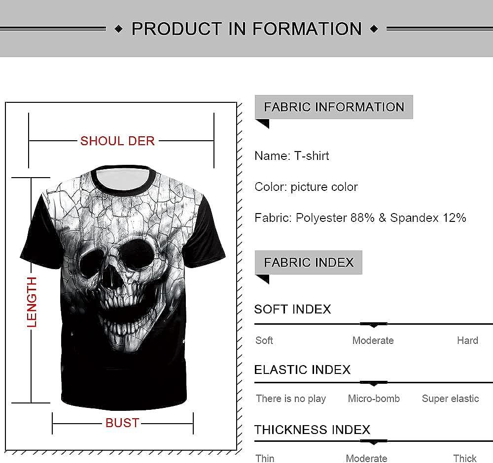 Men's 3D Print Skull T-Shirt 3D Creative Print Short Sleeve T-Shirt Casual Round Neck Novelty Street Fashion Tees Shirt
