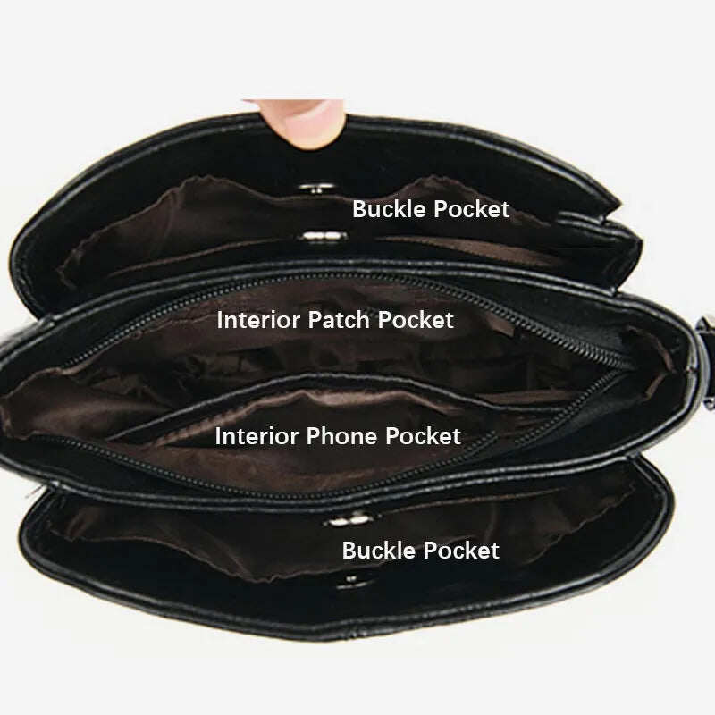 Carteiras e bolsas femininas, bolsa de ombro de couro genuíno com vários compartimentos