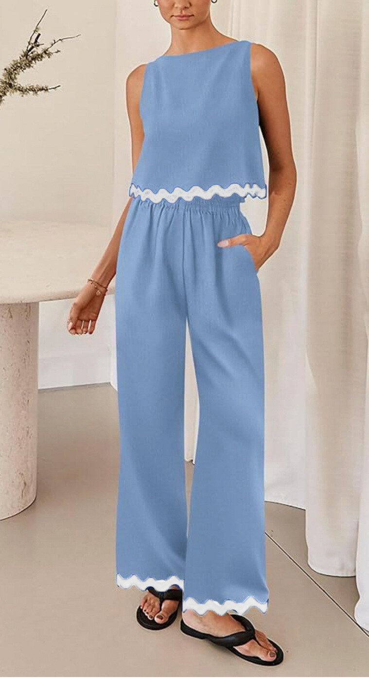 2024 primavera e verão feminino algodão e linho casual conjunto de 2 peças sem mangas colete curto topo solto