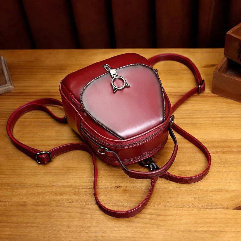 Mochila de couro da moda Mini mochila versátil