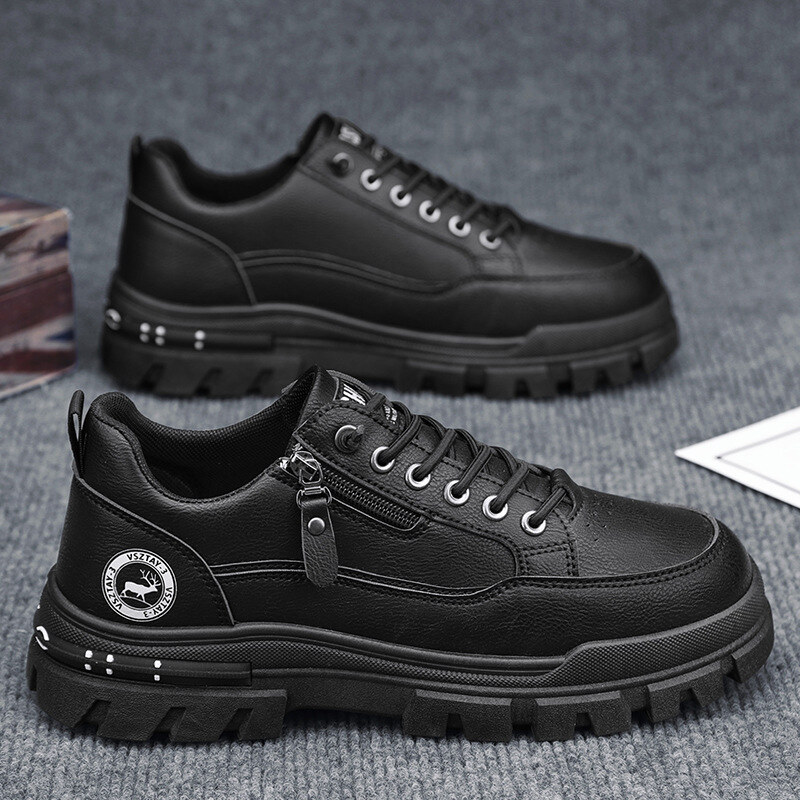 CALÇADOS MASCULINOS 2025 NOVA PRIMAVERA E OUTONO PROTEÇÃO DE TRABALHO PEQUENO BRANCO CALÇADOS DE TÁBUA INVERNO LAZER ESPORTES À PROVA D'ÁGUA ROUPA DE TRABALHO MARTIN SHOES