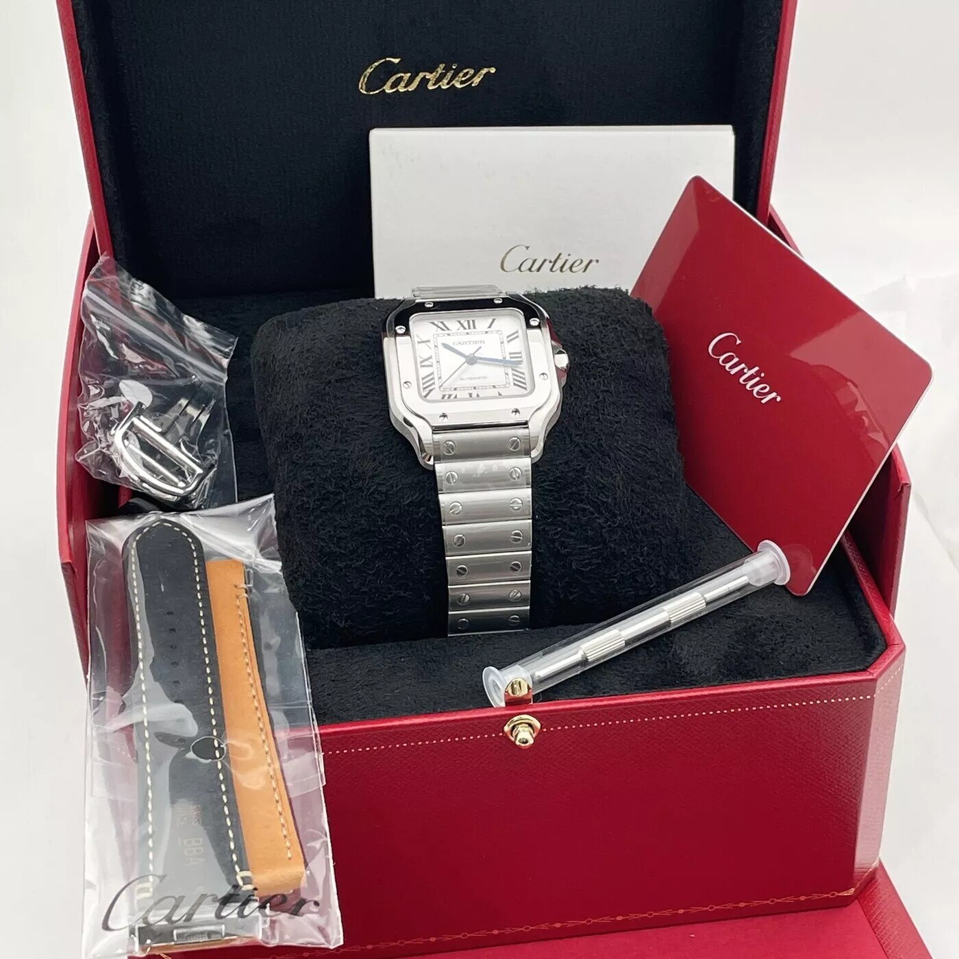 Santos de Cartier WSSA0029 stainless steel white MEDIUM complete