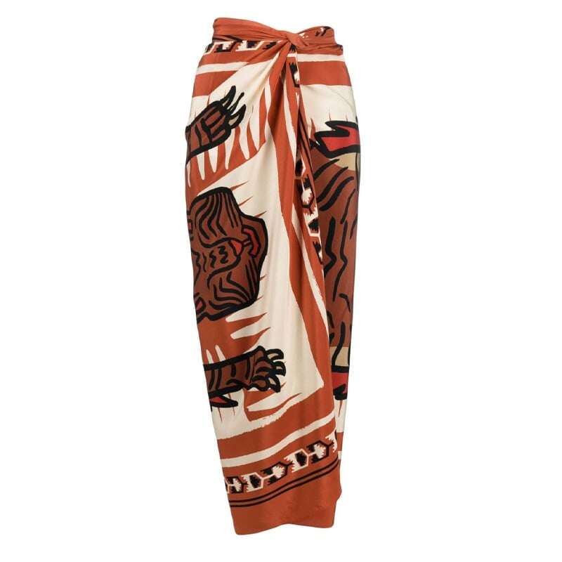 New design One Shoulder  Printed Wrap Skirt Swimsuit Set