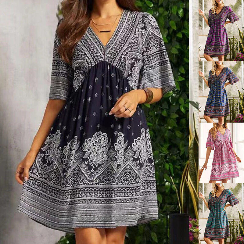 Novo vestido de verão em algodão e linho macio e confortável