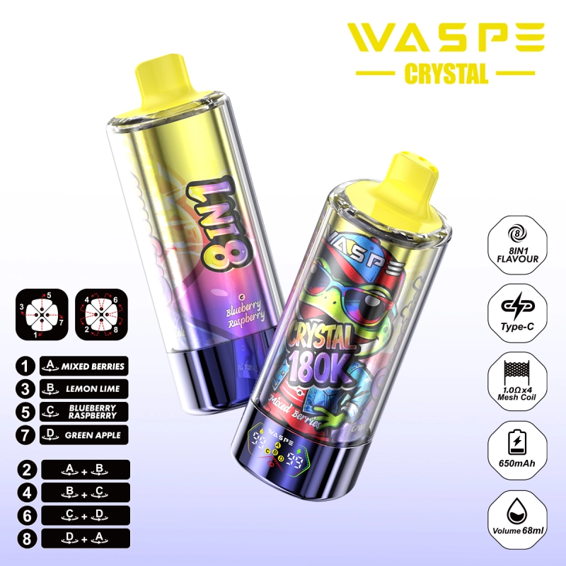 180000 puffs vape, 8 in 1 disposable vape, bulk disposable vape, rechargeable disposable vape, WASPE disposable vape