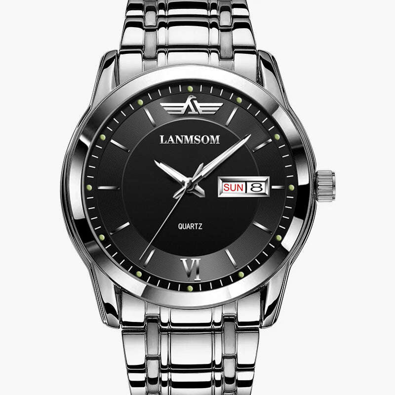 LANMSOM ултра тънък швейцарски часовник с календар за мъже