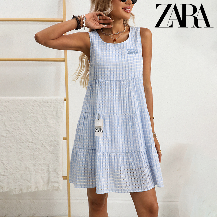 LETNÉ DÁMSKE ŠATY BEZ RUKÁVOV V ŠTÝLE ZARA