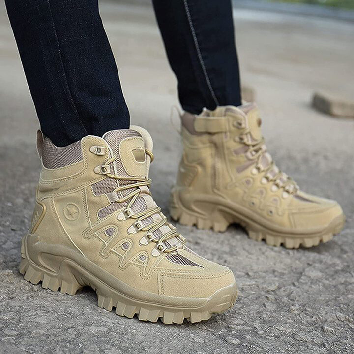 Ανδρικές στρατιωτικές μπότες μάχης Αδιάβροχες αντιολισθητικές μπότες πεζοπορίας Μπότες εργασίας κατά της διάτρησης