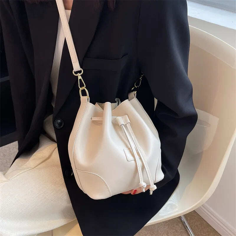 Balde de ombro xadrez bordado moda retrô de grande capacidade