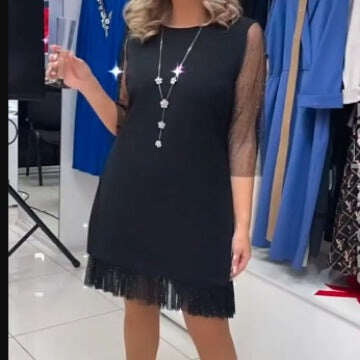 Vestido justo com fendas laterais e renda de lantejoulas