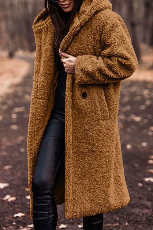 Kathiadress Fashion Longo Cor Sólida Mangas Compridas Casaco de Lã