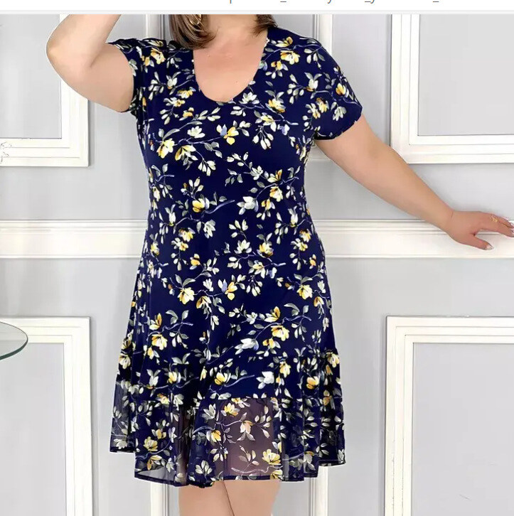 Compre 1 e ganhe 1 grátis!【S-5XL】👗2024 Novo vestido com estampa floral moderno e elegante