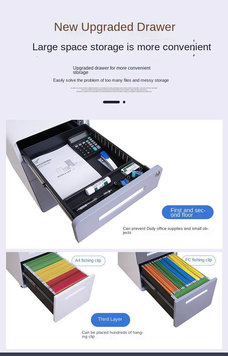 Factory Direct 390*500*600mm Removable Three Drawers with Silent Wheels with Lock Movable Cabinet for Work