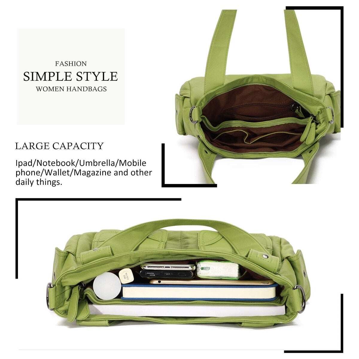 Bolsa de couro premium com muitos bolsos