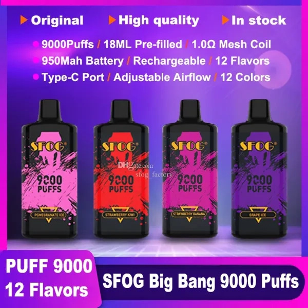 Sfog World 9000 Puffs Refillable Bulk Purchase Disposable Vape