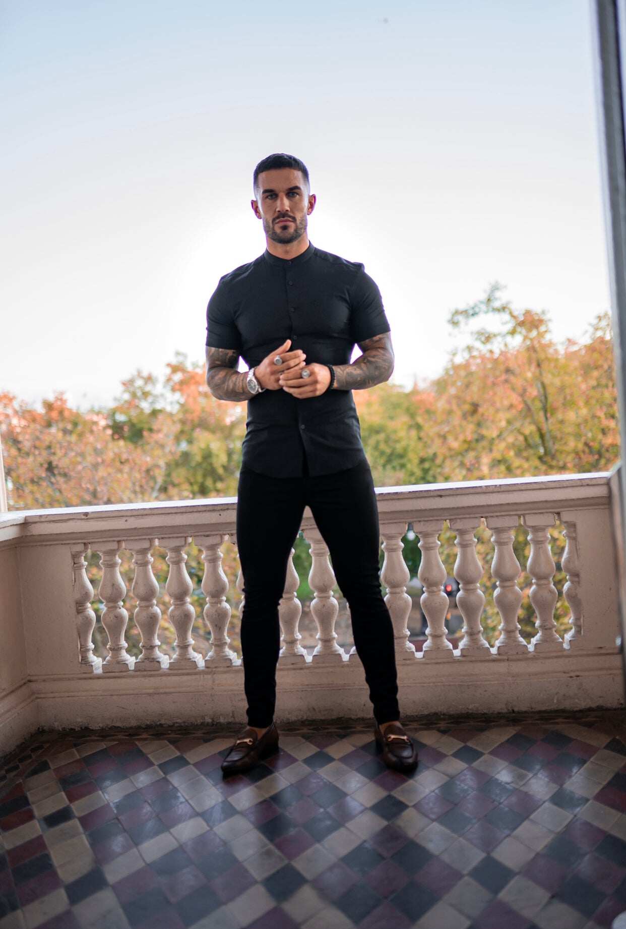 Slim Stretch Black Sateen Trousers - FSH405