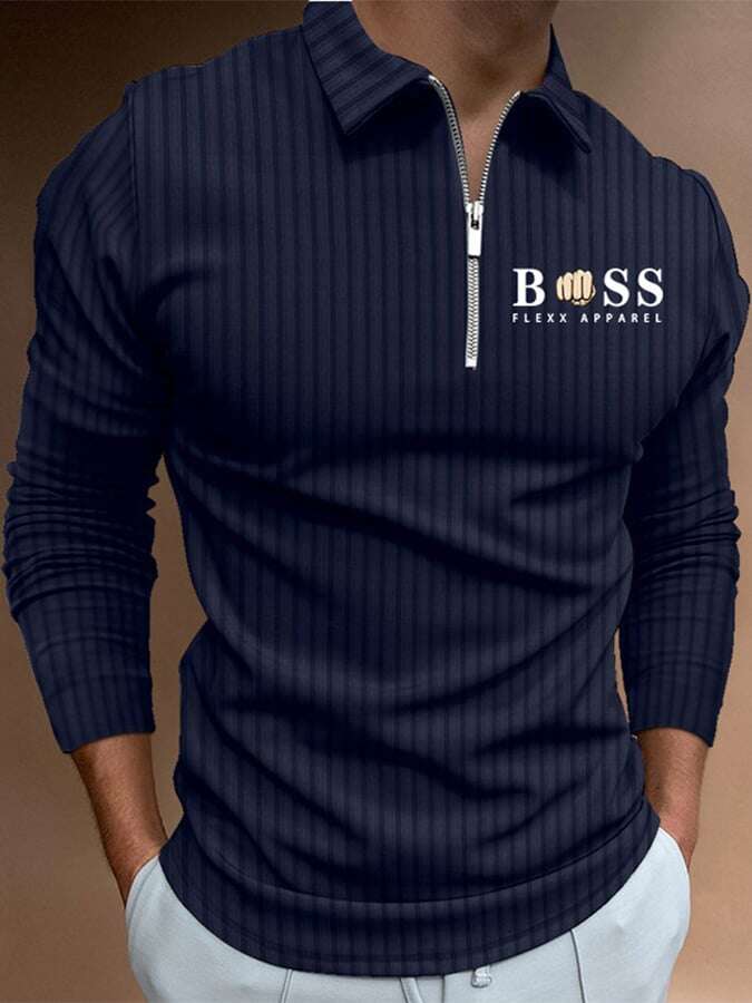 Pulôver com estampado de riscas e letras polo casual