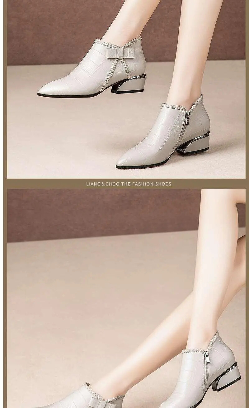 【35-42】 2023 BOTAS OUTONO E INVERNO BOTAS CURTAS COM ZÍPER LATERAL E LAÇO